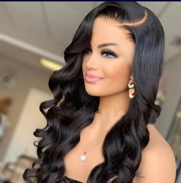 Natural Black Body Wave Human Hair lace Wig