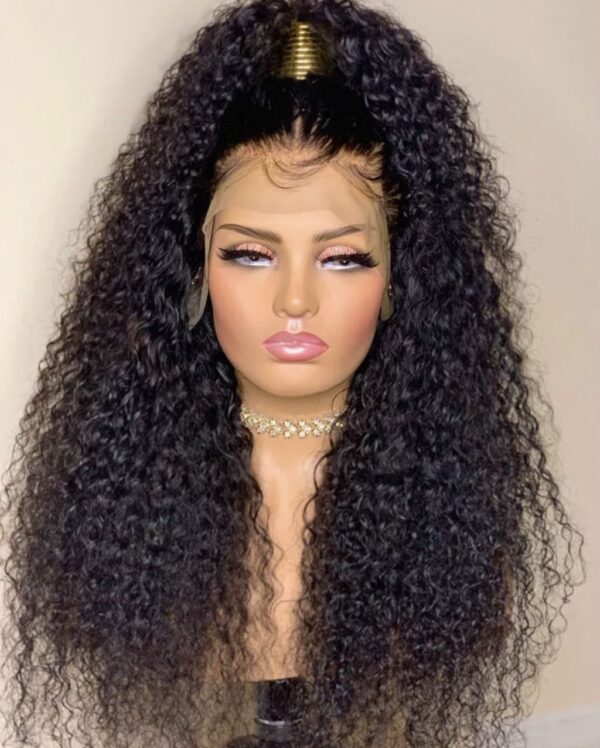 Natural Black Jerry Curly Human Hair Lace Wig