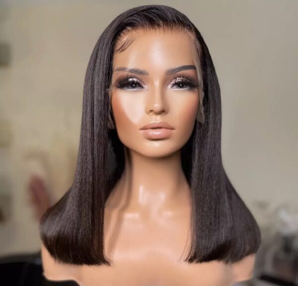 Short Bob Lace Wig Straight Black Human Hair