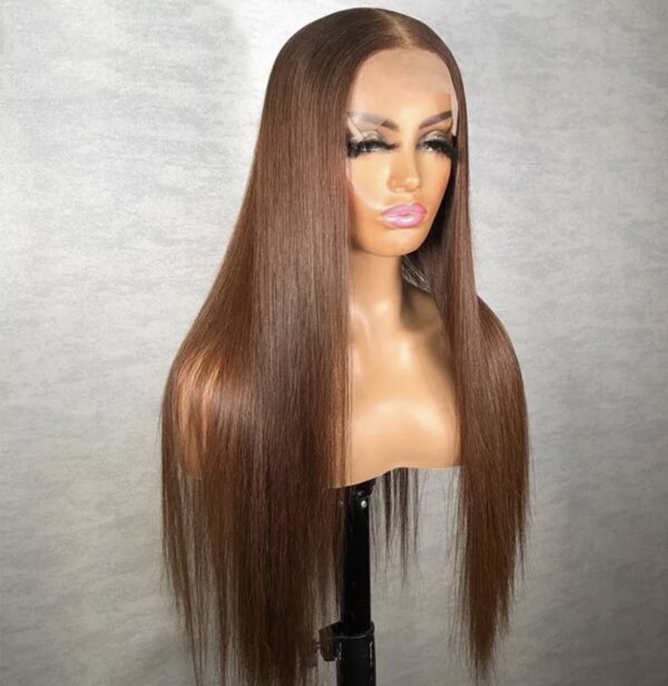 30 Inch Premium Brazilian 100% Virgin Human Hair Wig, Straight Texture, Dark Brown, 180% Density, Transparent 13x4 Lace Frontal - ADA BEAUTY Australia