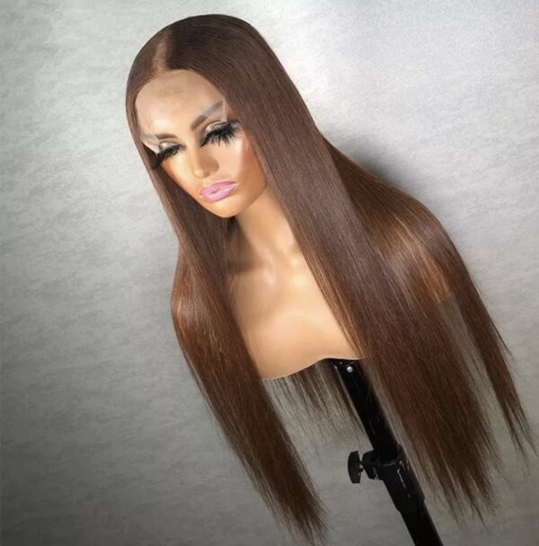 Straight 30 Inch Virgin Brazilian Human Hair Lace Front Wig for Women, Dark Brown, Pre-Plucked Natural Hairline, Breathable & Long-Lasting by ADA BEAUTY