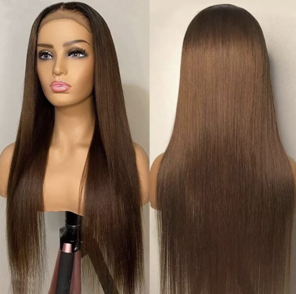 ADA BEAUTY 30” Dark Brown Virgin Brazilian Human Hair Wig, Pre-Plucked 13x4 Transparent Lace Front, Natural Look, 5-Year Lifespan, Full Volume