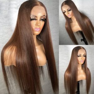 30 Inch Premium Brazilian 100% Virgin Human Hair Wig, Straight Texture, Dark Brown, 180% Density, Transparent 13x4 Lace Frontal - ADA BEAUTY Australia