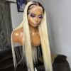 Cuticle Aligned #1B Dark Black Roots 13x4 Lace Frontal Colored 613 Blonde Human Hair Brazilian Straight Frontal Virgin Hair Wigs For Women 180 Density.