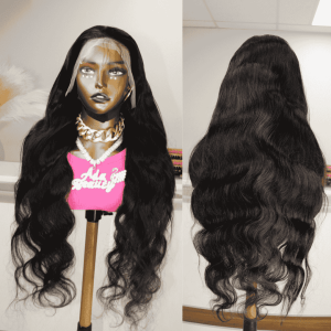 Back and Front view Body Wave Lace Frontal Wig Human Hair Black  Full Voluminous Texture