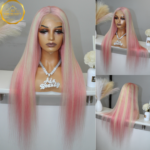 Pink Blonde Full Lace Frontal Human Hair Wig