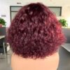 Top Grade Brazilian Virgin Human Hair Wig with deep curls, 99J Burgundy color, 12 inches length, and 180% density. Full Machine-Made Wig with Medium Cap Size (22.5").