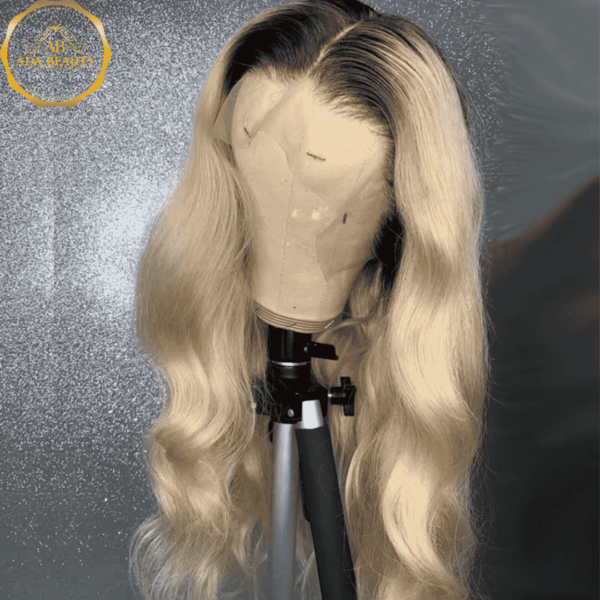 30" High-Grade Luxury Color Brazilian Virgin 100% Human Hair Wig with 1bt613 Ombre Two Tone Blonde Pre-Plucked 13x4 Transparent Lace Front Wigs For Women.
