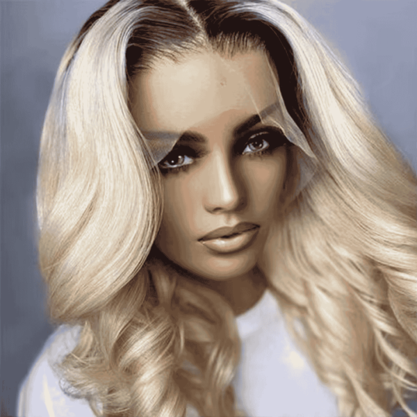 30" High-Grade Luxury Color Brazilian Virgin 100% Human Hair Wig with 1bt613 Ombre Two Tone Blonde Pre-Plucked 13x4 Transparent Lace Front Wigs For Women.