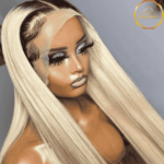 Cuticle Aligned #1B Dark Black Roots 13x4 Lace Frontal Colored 613 Blonde Human Hair Brazilian Straight Frontal Virgin Hair Wigs For Women 180 Density.