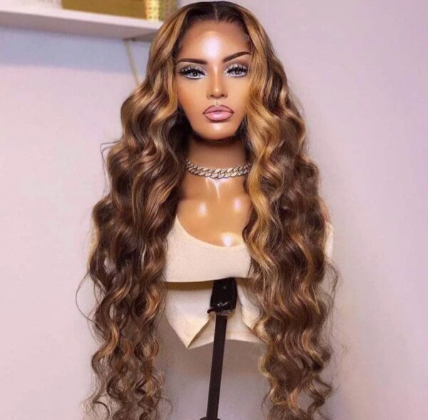 Honey Blonde Lace Frontal Glueless Wig Body Wave
