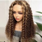 Honey Blonde Ombré Curly Virgin Human Hair Wig