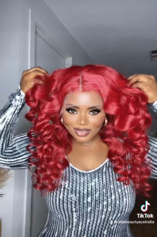 Ped Burgundy Premium Brazilian Lace Front Wig Luxury Real Virgin Human Hair Body Wave Full Frontal Wig For Women looking to switch up their hair game.