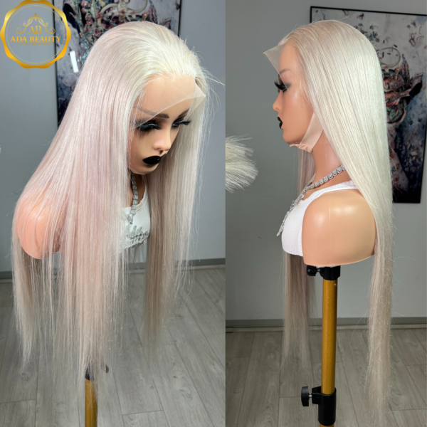 Luxury Colored Platinum Ash Blonde Straight Lace Front Wigs 100% Virgin Human Hair Pre-Plucked Brazilian 13x4 HD Transparent Lace Frontal Wig For Women.