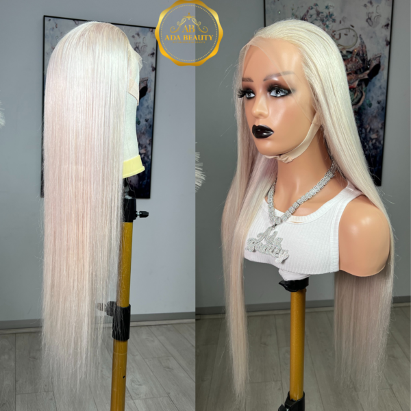 Luxury Colored Platinum Ash Blonde Straight Lace Front Wigs 100% Virgin Human Hair Pre-Plucked Brazilian 13x4 HD Transparent Lace Frontal Wig For Women.