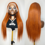 30-Inch Orange Lace Front Wig, Brazilian Virgin Human Hair, Pre-Plucked Hairline, 180% Density, Swiss Lace, Free Part – ADA BEAUTY