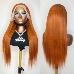 30-Inch Orange Lace Front Wig, Brazilian Virgin Human Hair, Pre-Plucked Hairline, 180% Density, Swiss Lace, Free Part – ADA BEAUTY