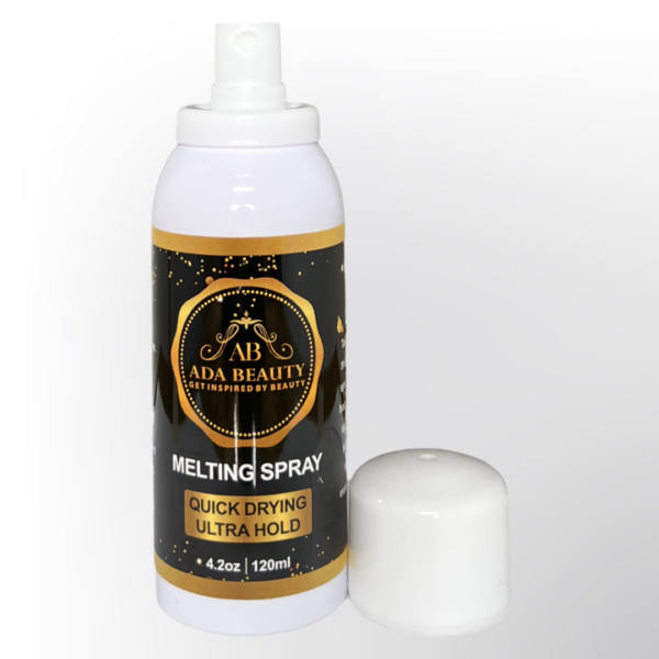 Ultra Hold lace melting spray for wigs in 120ml bottle, strong hold formula for flawless lace front wig application and natural hairline finish.