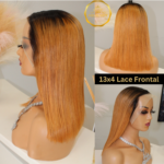 Gold Short Bob Wig with Dark Root Human Hair