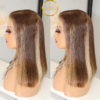 Premium Quality Brazilian Virgin 100% Human Hair Wig Highlight Brown Pre-Plucked Straight Short Bob Wig For Women with Standard Medium Cap Size (22.5") 180% Density.