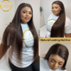 ADA BEAUTY 30” Chocolate Brown Lace Front Human Hair Wig, Brazilian Virgin, Straight, Pre-Plucked, with Baby Hair