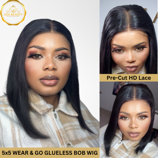Beginner Friendly 5x5 HD Lace Glueless Bob Wig