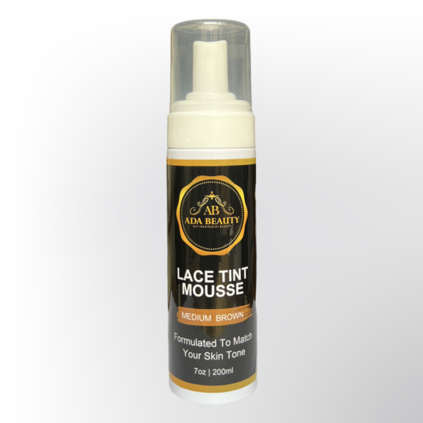 200ml medium brown lace tint mousse for wigs – lightweight foam formula for tinting lace front wigs, HD lace, and transparent lace to match medium brown skin tones