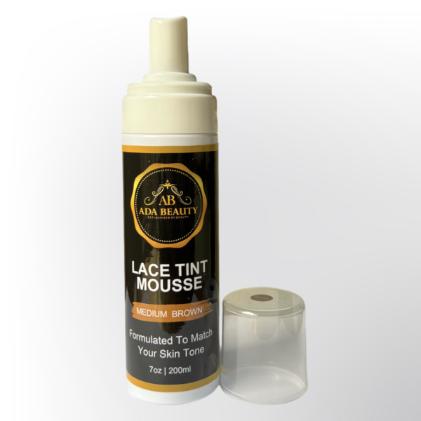 Medium brown lace tint mousse 200ml – easy-to-use lace color spray foam for blending wig lace with natural scalp tone on HD and transparent lace wigs