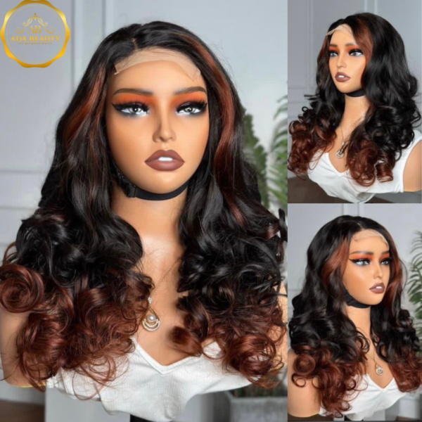 Ombre Brown T2 Color HD Lace Human Hair Wig
