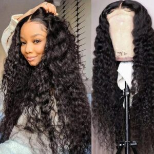 deep wave lace front real human hair wig for women