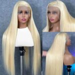 613 Blonde Brazilian Real Virgin Human Hair Wig for Women - Pre-Plucked `Transparent Lace Frontal Wig, showcasing a natural look and soft texture, perfect for stylish women seeking high-quality human hair wigs.