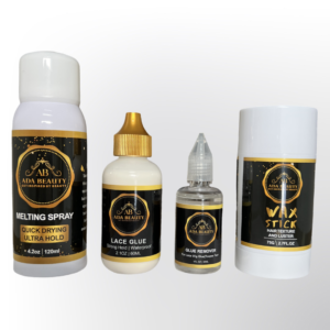 Lace front wig install kit with glue melting spray wax stick and remover  ADA BEAUTY complete wig install essentials