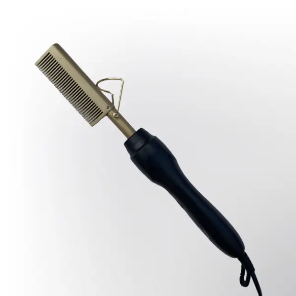 Electric hot comb hair straightener designed for styling and smoothing synthetic and human hair wigs, ideal for edges and root touch-ups.