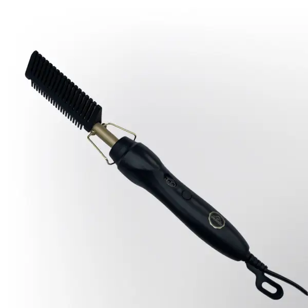 Electric hot comb hair straightener designed for styling and smoothing synthetic and human hair wigs, ideal for edges and root touch-ups.