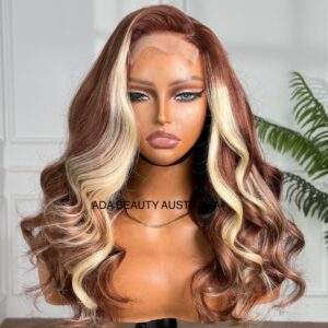 Highlight brown blonde glueless human hair wig