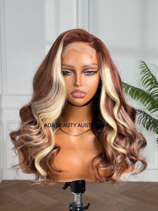 Highlight brown blonde glueless human hair wig