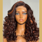 Highlight Glueless Human Hair Ombre Bouncy Wavy Wig