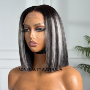 Highlight ombre short bob human hair hd lace glueless wig