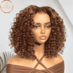 Brazilian Real Virgin Human Hair Wig with luxury color Highlight Brown. Pre-plucked, Pre-Bleached Knots and Pre-Cut Lace. Ready To Wear Wig For Beginners.