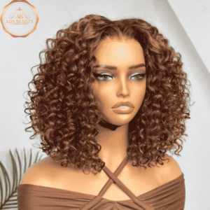 Brazilian Real Virgin Human Hair Wig with luxury color Highlight Brown. Pre-plucked, Pre-Bleached Knots and Pre-Cut Lace. Ready To Wear Wig For Beginners.