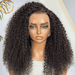 Brazilian Kinky curly real virgin human hair lace front wig for women with natural black #1b color