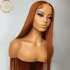 Ginger Orange Color Real Virgin Human Hair Wig for Women - 30 Inch Long Straight Brazilian Wig by ADA BEAUTY, featuring a 13x4 transparent lace frontal, adjustable cap size, and 180% density for wig enthusiastic women