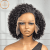 8 Inch Natural black short bob pixie curly human hair lace front wig