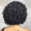 8 Inch Natural black short bob pixie curly human hair lace front wig