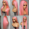 Premium Brazilian Deep Wave Luxury Pink Color Straight Lace Front Wig made from 100% virgin human hair, featuring 180% density and silky feel for an elegant, vibrant look. Perfect for women.