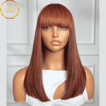 14 Inch Luxury Human Hair Bob Wig with Bangs