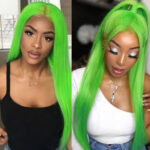 30 Inch Light Green Human Hair Lace Frontal Wig