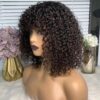 High-Grade Brazilian 100% Virgin Human Hair Wig with Bangs Short Bob Kinky Curly Wig with Fringe Full Machine-Made Natural Black Wigs For Women.
