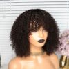 High-Grade Brazilian 100% Virgin Human Hair Wig with Bangs Short Bob Kinky Curly Wig with Fringe Full Machine-Made Natural Black Wigs For Women.