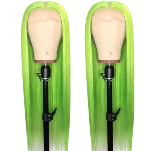 Luxury Light Green Color 13x4 Full Frontal Lace Wig 30 Inch Real Virgin Human Hair Wigs For Women Brazilian Straight Lace Wig with 180% Density Medium Cap (22.5").